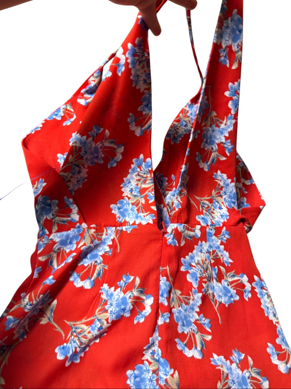 Lush Red Floral Maxi dress  with Blue Accent Flowers size XS in excellent condit - Picture 16 of 16